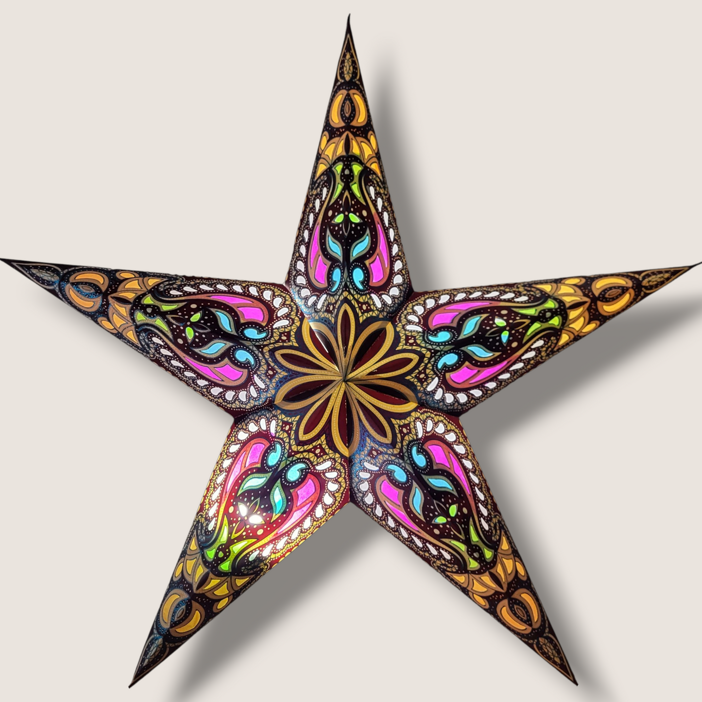 Papieren Ster Bruin/roze