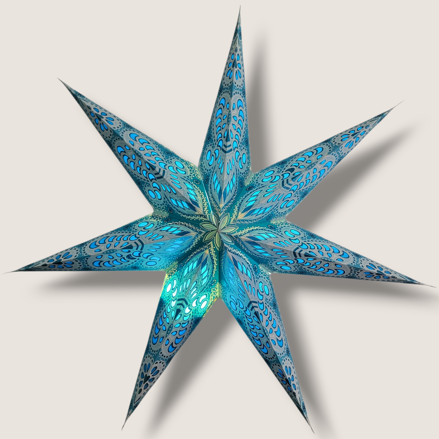 Papieren Ster Blauw/ wit