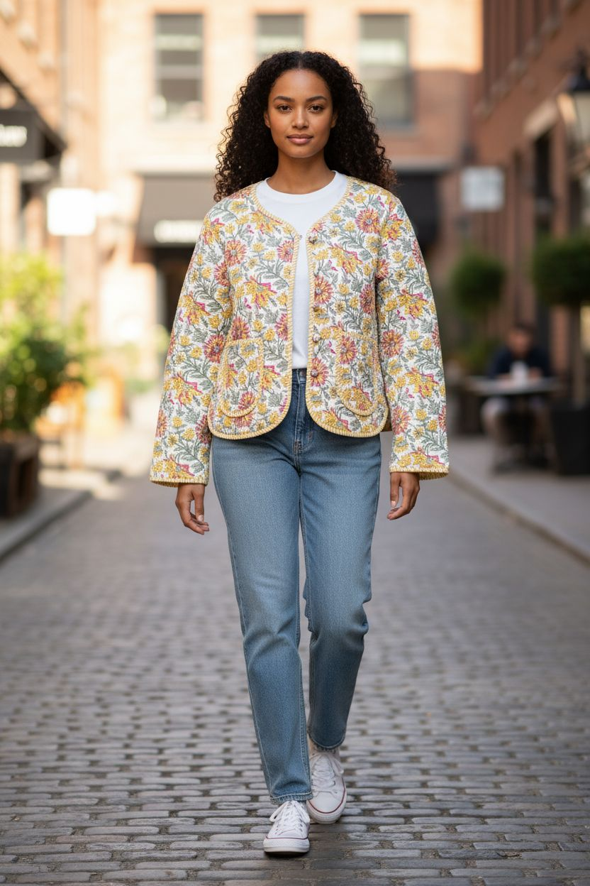 Gewatteerd katoenen jasje "Geel"