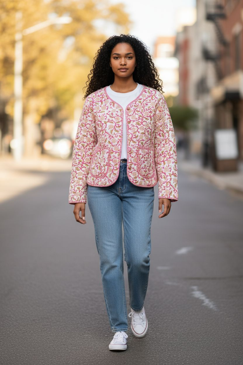 Gewatteerd katoenen jasje "Rood"