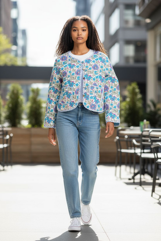 Gewatteerd katoenen jasje "Blauw"