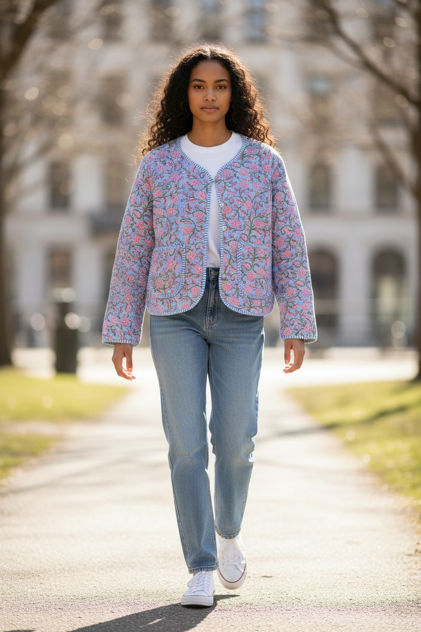 Gewatteerd katoenen jasje "Blauw"