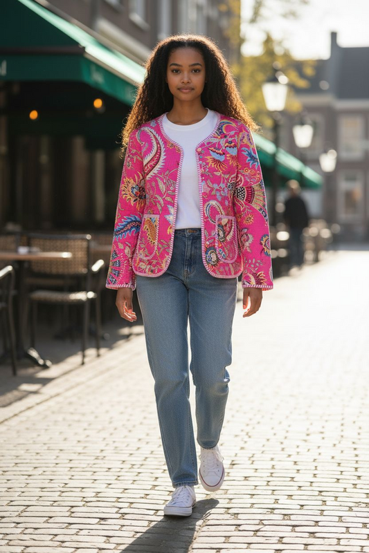 Gewatteerd katoenen jasje "Roze"