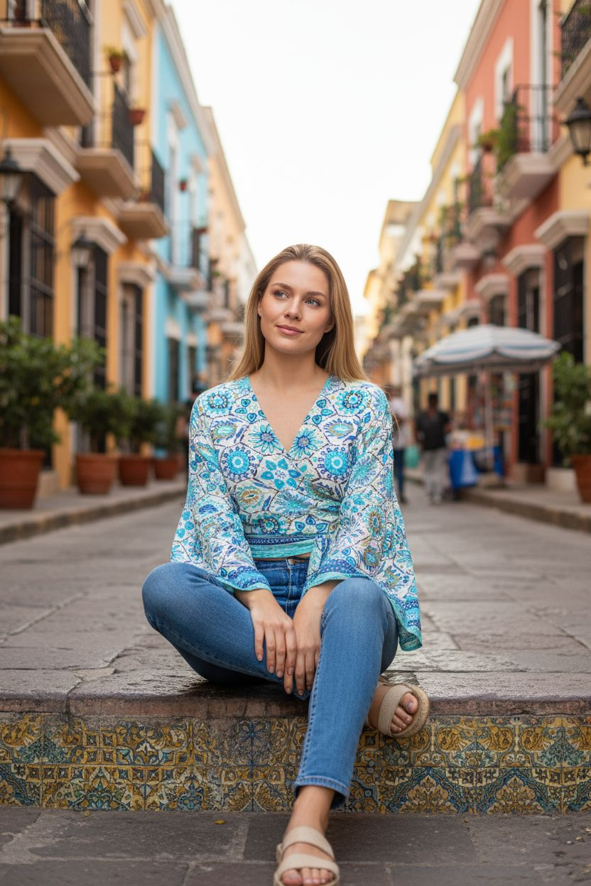 Wrap Top "Lichtblauw"