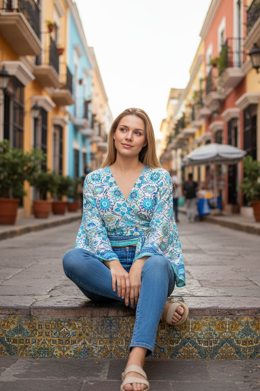 Wrap Top "Lichtblauw"