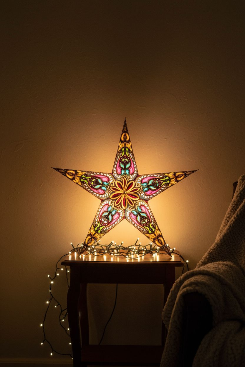 Papieren Ster Bruin/roze