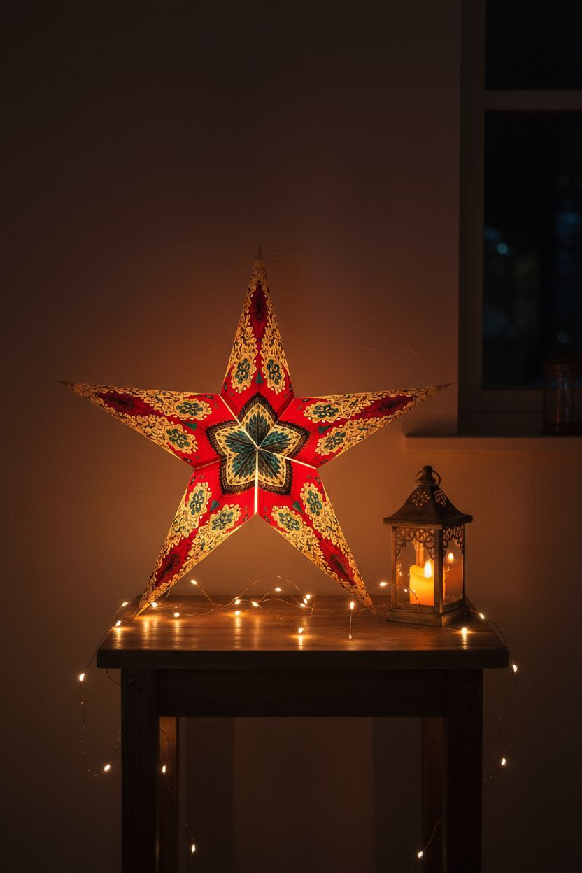 Papieren Ster Rood/blauw