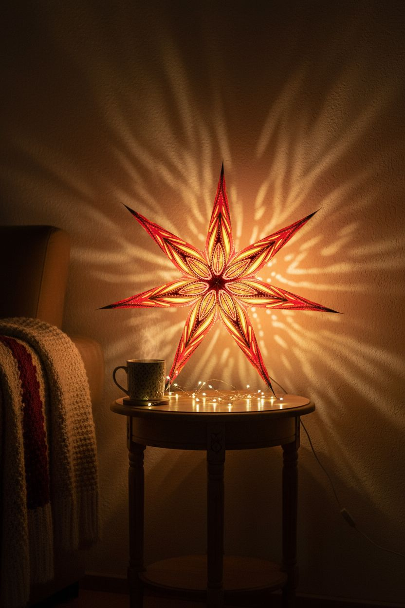 Papieren Ster Rood/goud