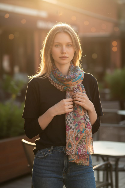 Zijden sjaal "Olijfgroen"