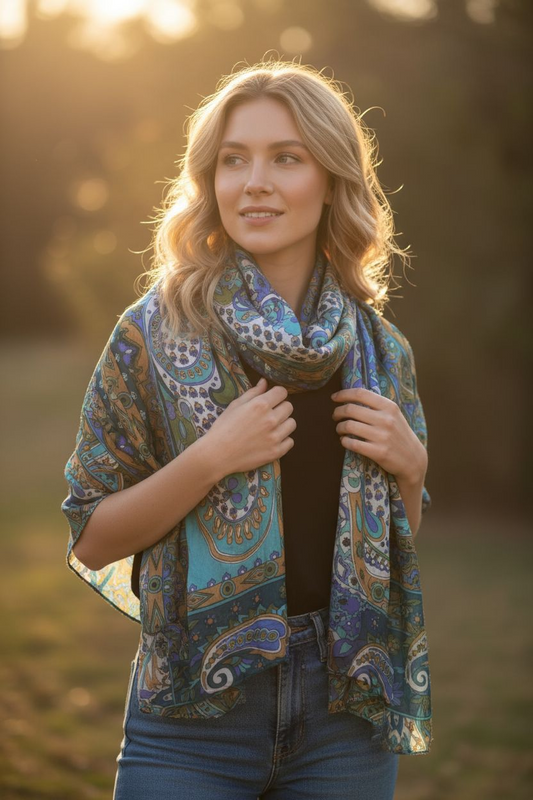 Zijden sjaal "Petrol"