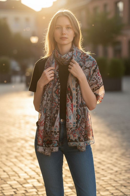 Zijden sjaal "Zwart"