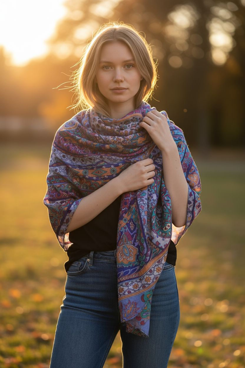 Zijden sjaal "Donkerblauw"