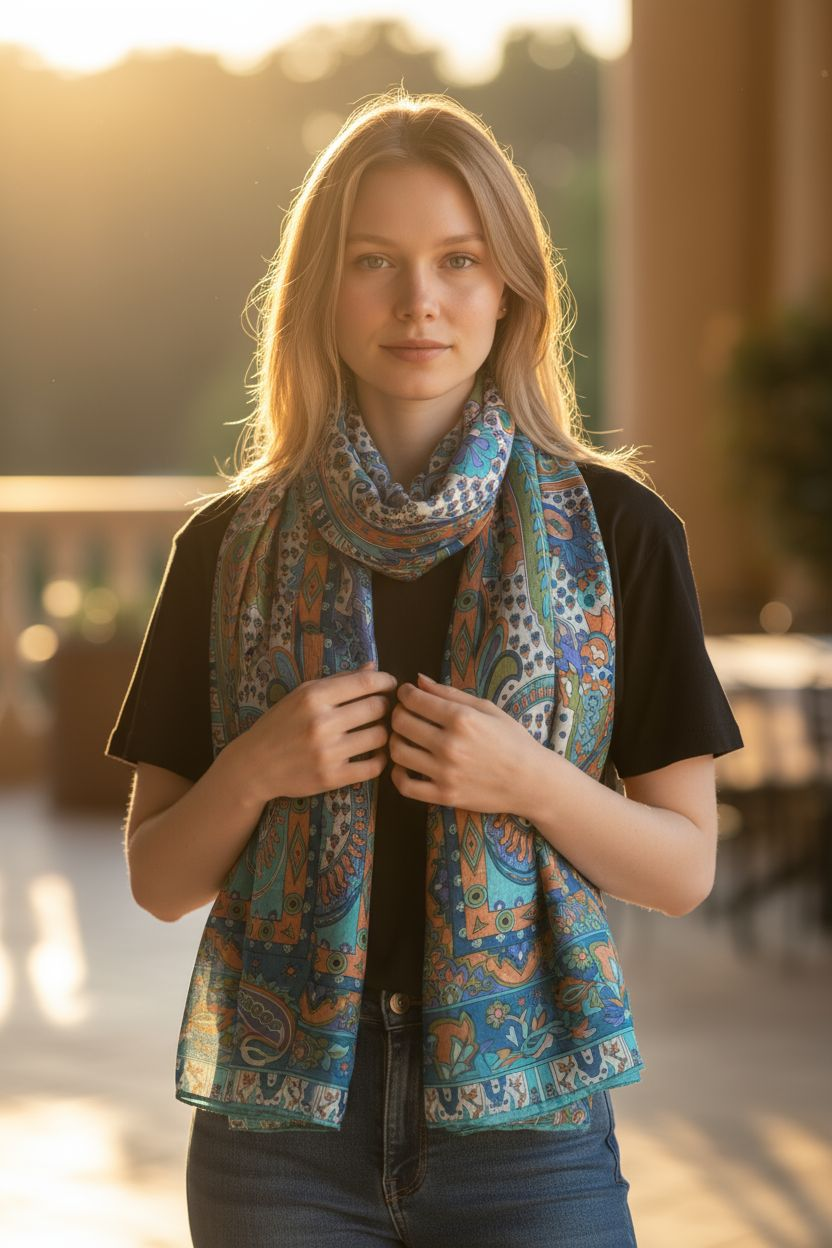 Zijden sjaal "Blauw"