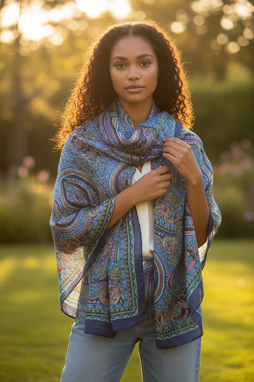 Zijden sjaal "Petrol"