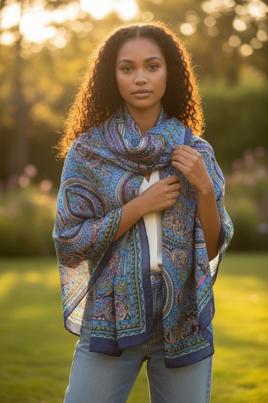 Zijden sjaal "Petrol"