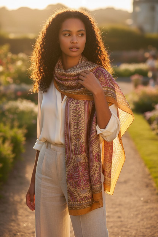 Zijden sjaal "Cognac"