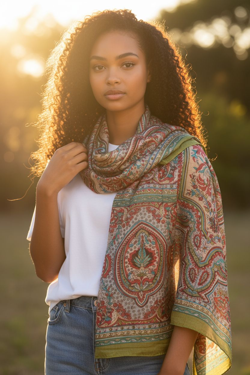 Zijden sjaal "Olijfgroen"